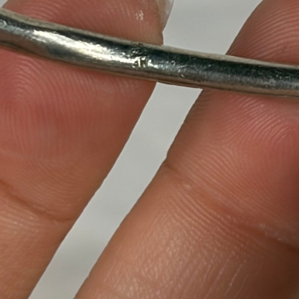 925 Sterling Silver Etched Cuff Bracelet with Pyramid Tips Hallmarked 925 MF